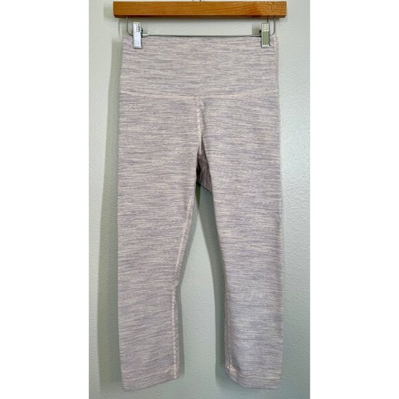 Lululemon Wunder Under Womens High-Rise Crop Leggings Sz 8 Heathered Light‎ Pink - Picture 2 of 12